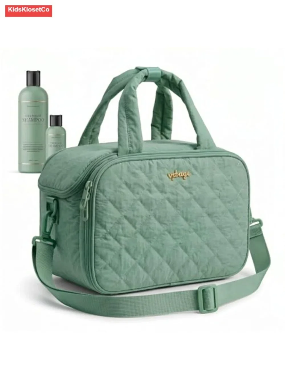 Quilted Toiletry Bag Women Puffy Travel Makeup Organizer Removable Divider